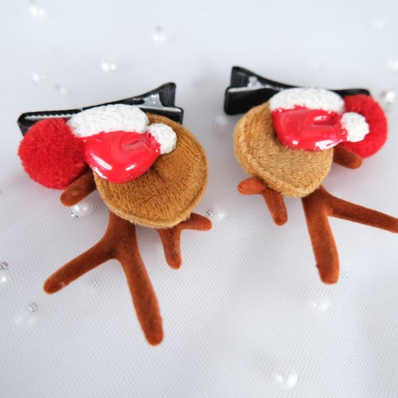 A Pair Handmade Christmas Hair Clips with Santa Hat Christmas Gift - Picture 6 of 6